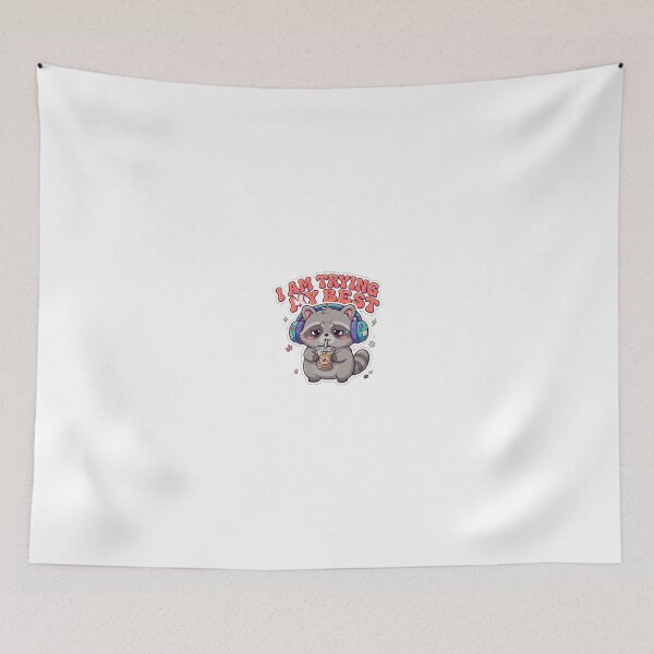 Item preview, I Am Trying My Best Funny Anxious Raccoon Meme Sticker designed and sold by Mandatory.