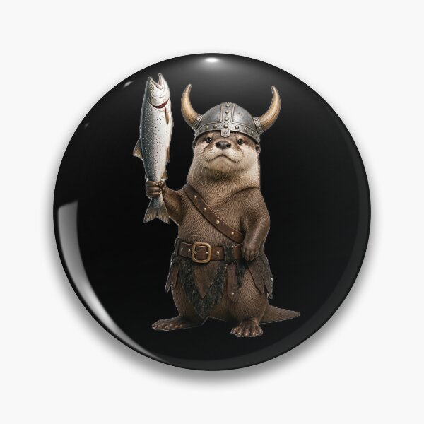 Item preview, Cute Viking Otter Holding Fish Funny Animal designed and sold by ValhallaHub.