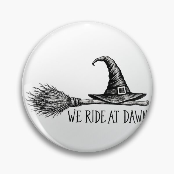 Item preview, We Ride at Dawn Witch Broom Black Ink Halloween designed and sold by haitrieuic96.