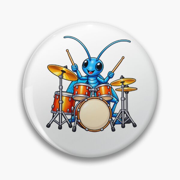 Item preview, Cute Blue Cricket Playing Drums designed and sold by Myra365Art.