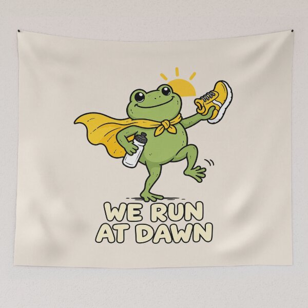 Item preview, We Run At Dawn, Funny Running Frog, Cross Country Runner Humor, Early Morning Running, Frog Lover and Runner Gift designed and sold by Quiajia.