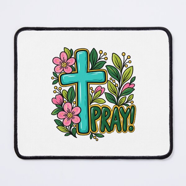 Item preview, Pray Floral Cross Turquoise Christian Faith designed and sold by haitrieuic96.