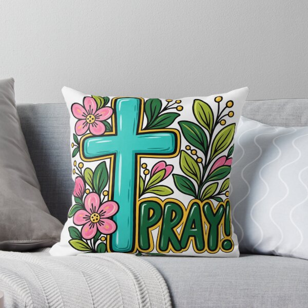 Item preview, Pray Floral Cross Turquoise Christian Faith designed and sold by haitrieuic96.