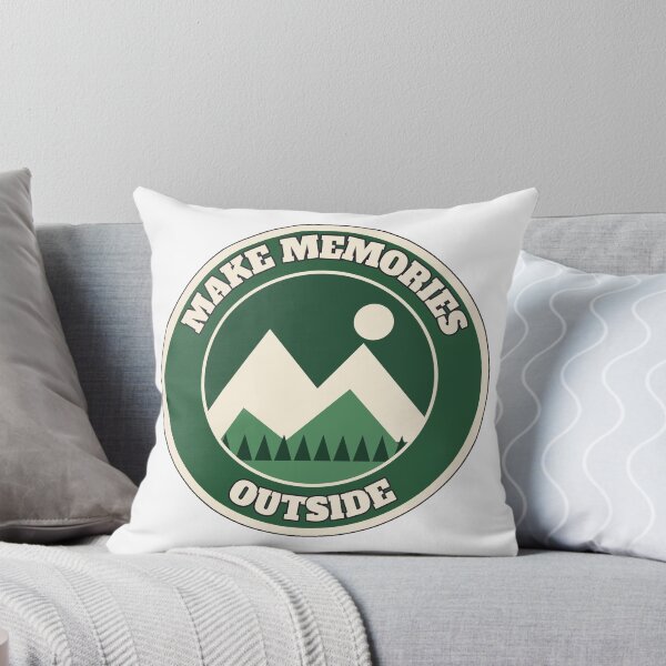Item preview, Make Memories Outside Hiking Mountain Badge designed and sold by WildEmberGoods.