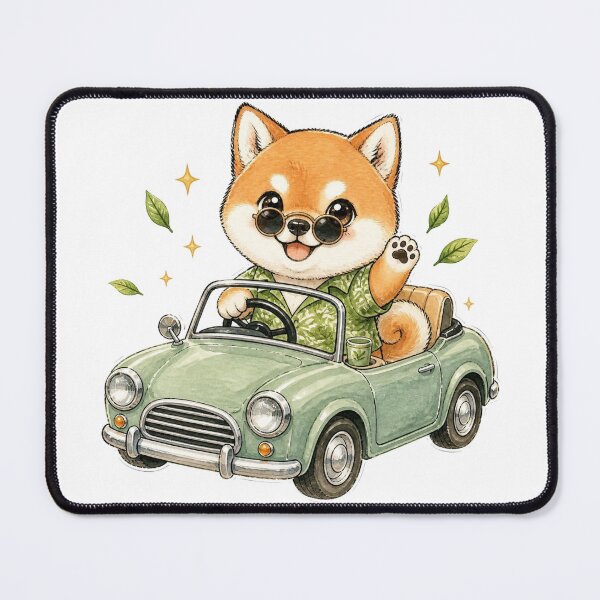 Item preview, Red Shiba Inu Convertible Road Trip designed and sold by Kawaii Matcha Studio.