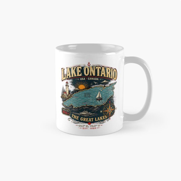 Item preview, Vintage Lake Ontario Map The Great Lakes USA Canada designed and sold by noctivaganta.