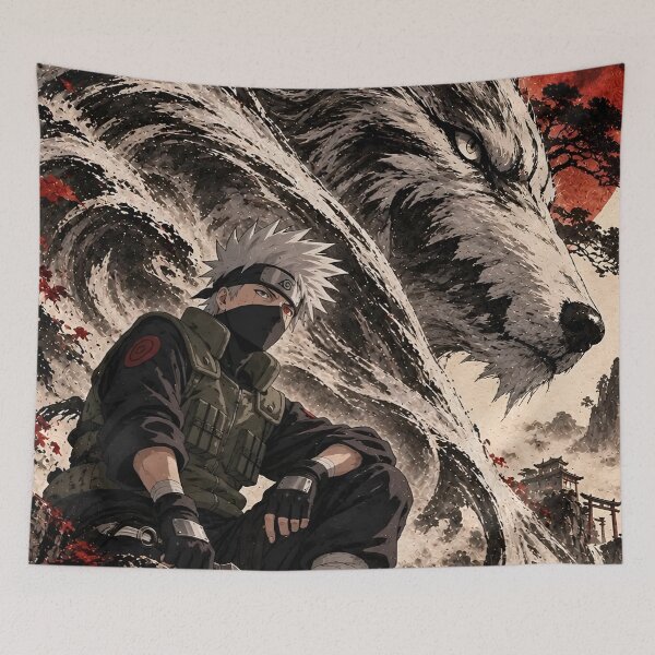 Item preview, Kakashi | White Wolf Shinobi Warrior – Japanese Dark Fantasy Anime Art designed and sold by Dyan4.