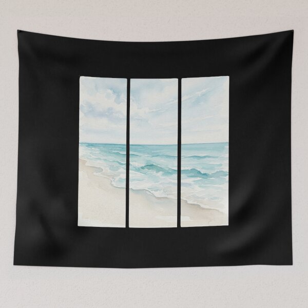 Item preview, Watercolor Ocean Waves Coastal Beach Triptych Art designed and sold by bvdesignart.