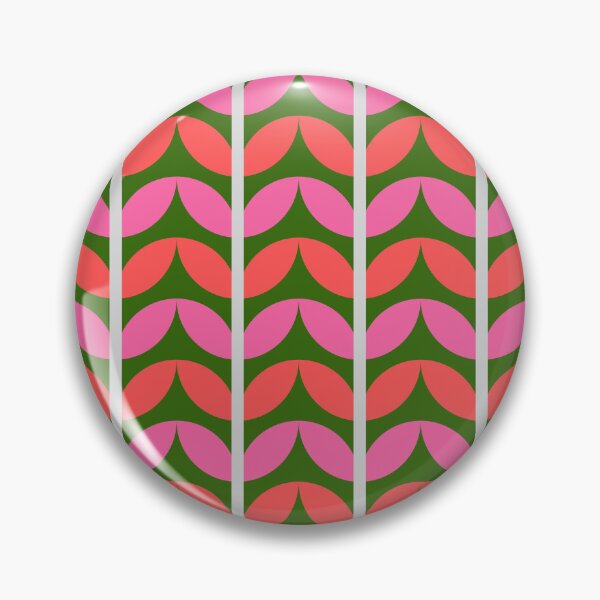 Item preview, Retro Geometric Floral Pattern in Pink, Red and Green - Abstract Leaf Print designed and sold by PatternXOXO.