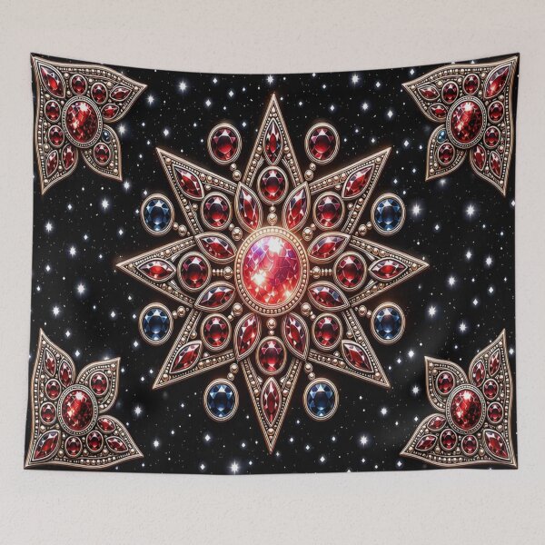 Item preview, Imperial Ruby Star Mandala - Gothic Sapphire & Gold Filigree designed and sold by Breezes-of-Ida.