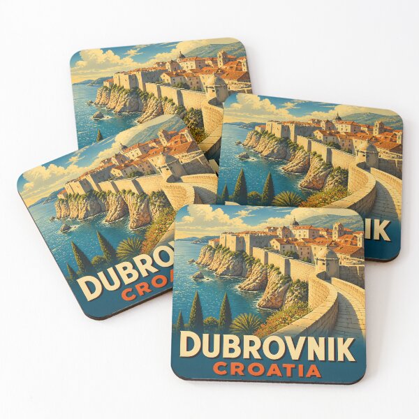 Item preview, Dubrovnik Croatia – Vintage City Walls Travel Poster designed and sold by LSVart.