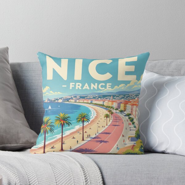 Item preview, Nice France – Vintage Riviera Promenade Travel Poster designed and sold by LSVart.