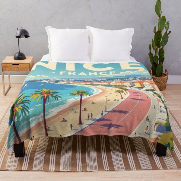 Item preview, Nice France – Vintage Riviera Promenade Travel Poster designed and sold by LSVart.