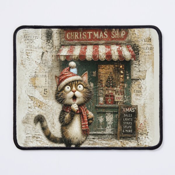 Item preview, Cute cat while Christmas shopping designed and sold by Talpha.