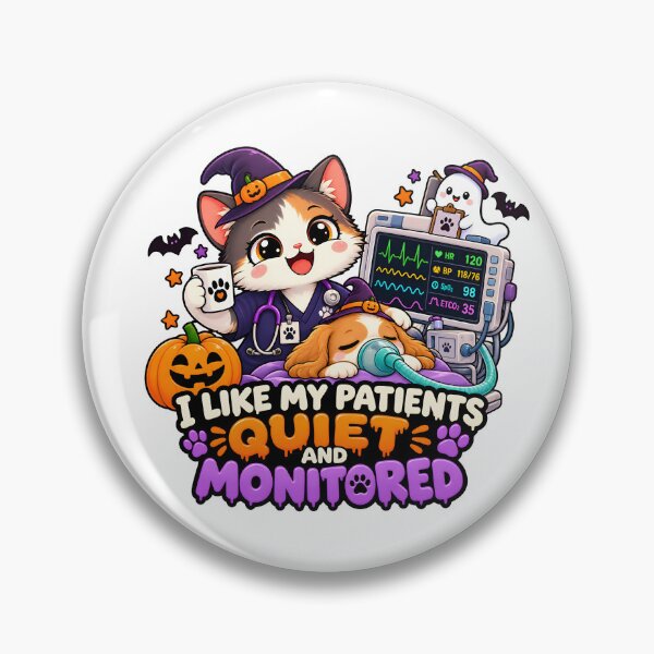 Item preview, I Like My Patients Quiet and Monitored – Funny Veterinary Anesthesia Halloween Cat designed and sold by Bettybee00.