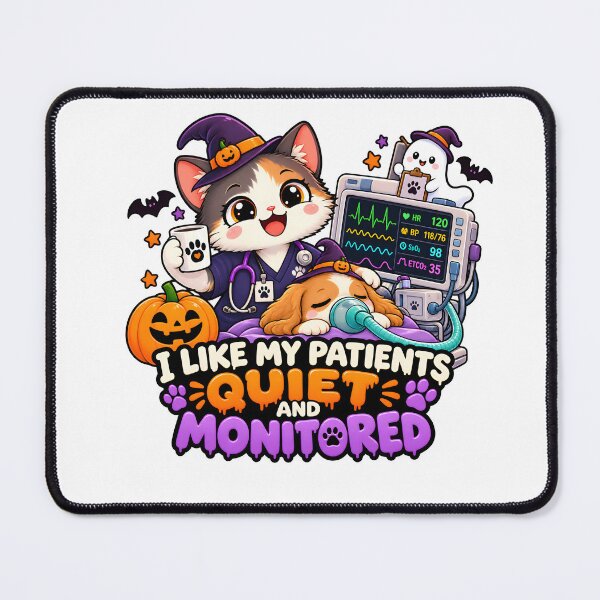 Item preview, I Like My Patients Quiet and Monitored – Funny Veterinary Anesthesia Halloween Cat designed and sold by Bettybee00.