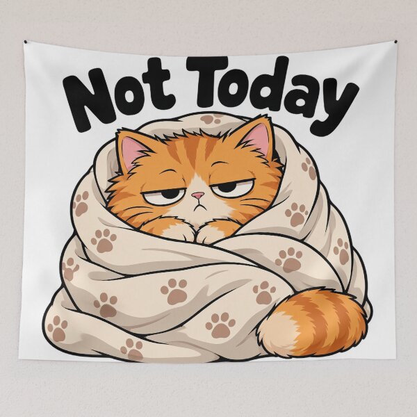 Item preview, Not Today - Funny Exhausted Cat Burrito designed and sold by Mirunoko.