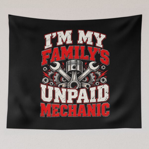 Aperçu de l'œuvre Funny Family Mechanic Unpaid Mechanic Garage Design créée et vendue par stmpdwrld.