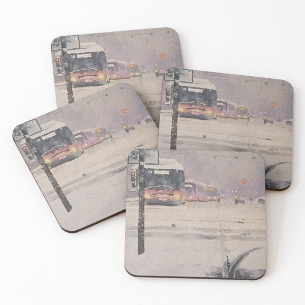 Item preview, Winter City Bus in Snow Weather designed and sold by SlavaArt.