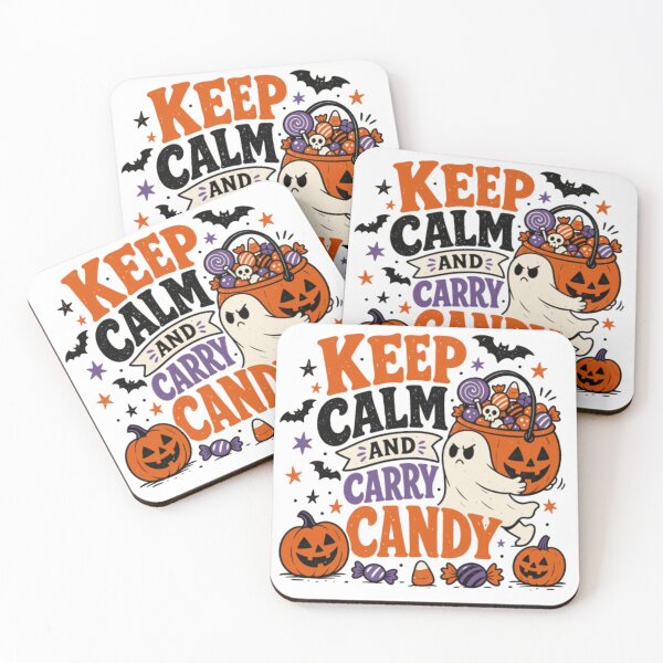 Item preview, Keep Calm And Carry Candy Funny Determined Ghost Pumpkin Bucket Retro Spooky Season Graphic designed and sold by Palette & Hue.