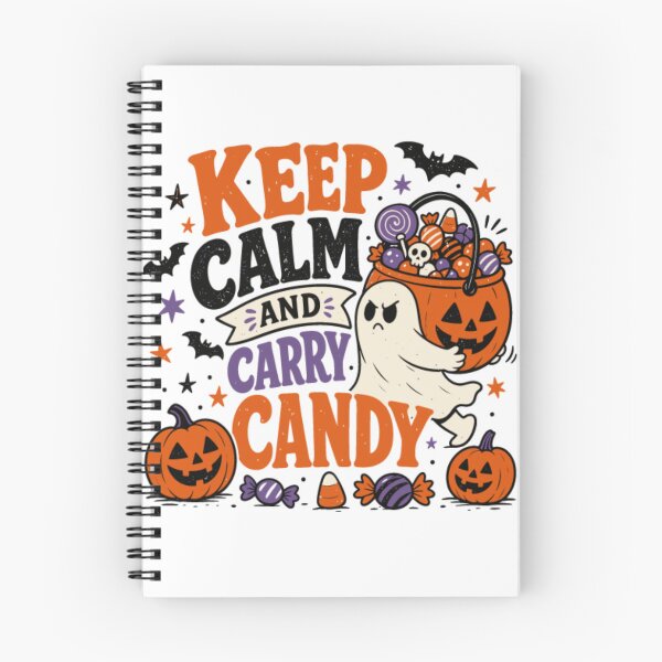 Item preview, Keep Calm And Carry Candy Funny Determined Ghost Pumpkin Bucket Retro Spooky Season Graphic designed and sold by Palette & Hue.