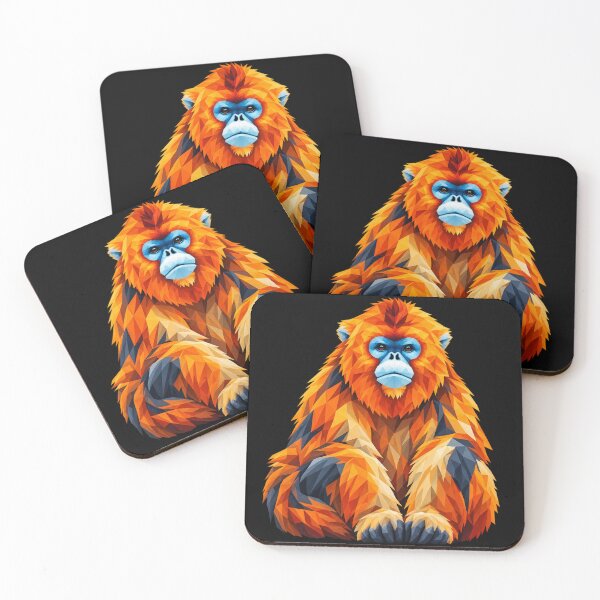 Item preview, Golden Snub-Nosed Monkey Geometric Wildlife Art designed and sold by redsharkuk.