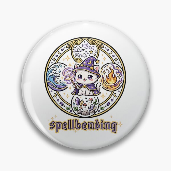 Item preview, Spellbending Cat - Kawaii Wizard Cat Elemental Magic Circle Sticker designed and sold by Raju-Creative.