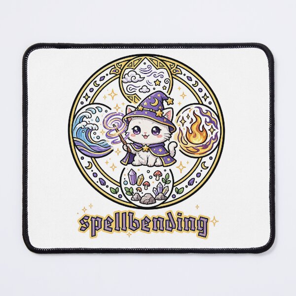 Item preview, Spellbending Cat - Kawaii Wizard Cat Elemental Magic Circle Sticker designed and sold by Raju-Creative.