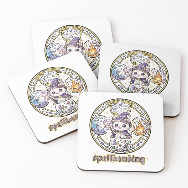 Item preview, Spellbending Cat - Kawaii Wizard Cat Elemental Magic Circle Sticker designed and sold by Raju-Creative.