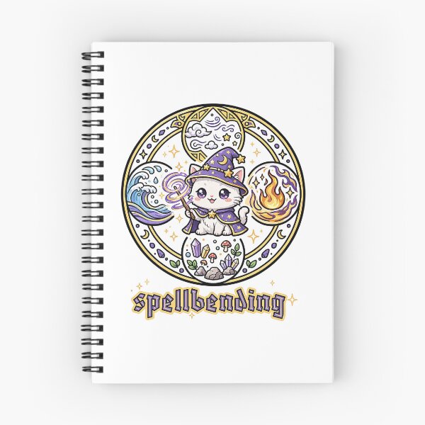 Item preview, Spellbending Cat - Kawaii Wizard Cat Elemental Magic Circle Sticker designed and sold by Raju-Creative.