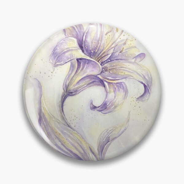 Artikelvorschau, Lavender Lily Watercolour with Gold Botanical Art entworfen und verkauft von ArtlightStudio.