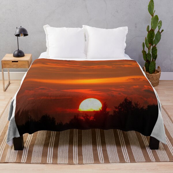 Item preview, Vibrant Red Sunset Sky Over Silhouetted Tree Line designed and sold by simonwarz.