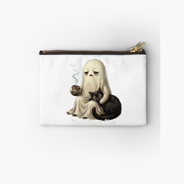 Item preview, Tired Ghost Club Respect The Locals Grumpy Ghost Black Cat Coffee Meh designed and sold by inkfluenceart.