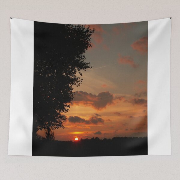 Item preview, Sunset Over Forest Silhouette Framed By Tree Leaves designed and sold by simonwarz.