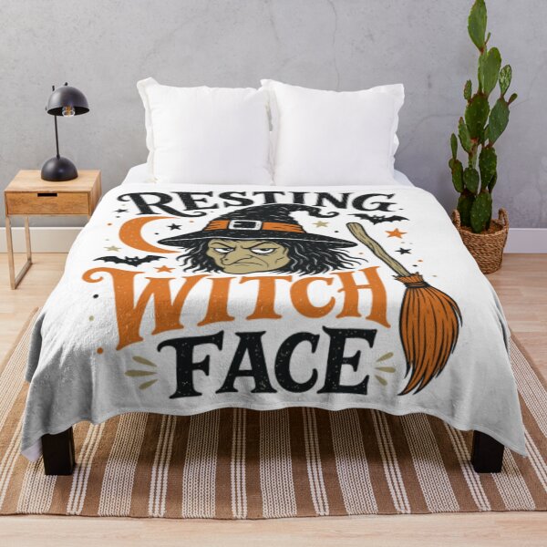 Item preview, Resting Witch Face Funny Grumpy Witch Crescent Moon Broomstick Halloween Graphic designed and sold by Palette & Hue.