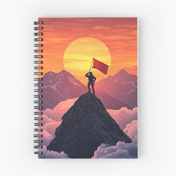 Item preview, Vector Illustration Of Mountaineer Holding Flag On Mountain Peak designed and sold by simonwarz.