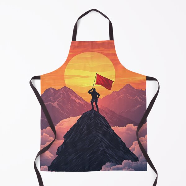 Item preview, Vector Illustration Of Mountaineer Holding Flag On Mountain Peak designed and sold by simonwarz.