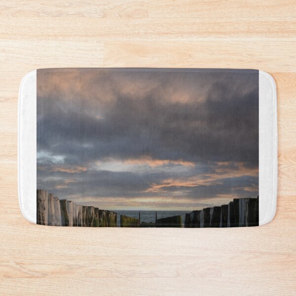 Item preview, Wooden Groynes Path Leading To Ocean Shore At Sunset designed and sold by simonwarz.