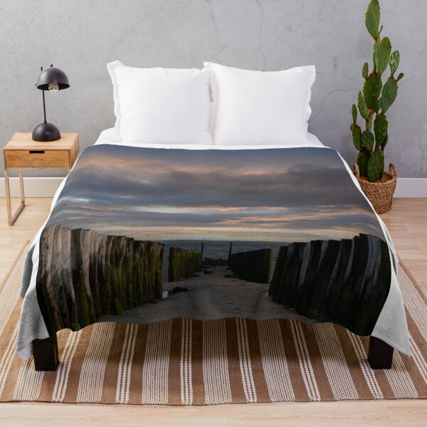 Item preview, Wooden Groynes Path Leading To Ocean Shore At Sunset designed and sold by simonwarz.