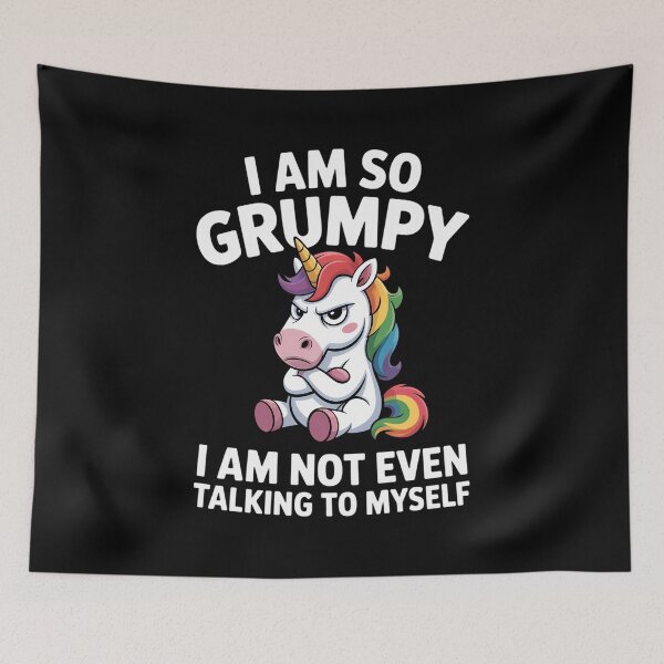 Item preview, I Am So Grumpy I Am Not Even Talking to Myself Funny Unicorn designed and sold by RatBoyExtreme.