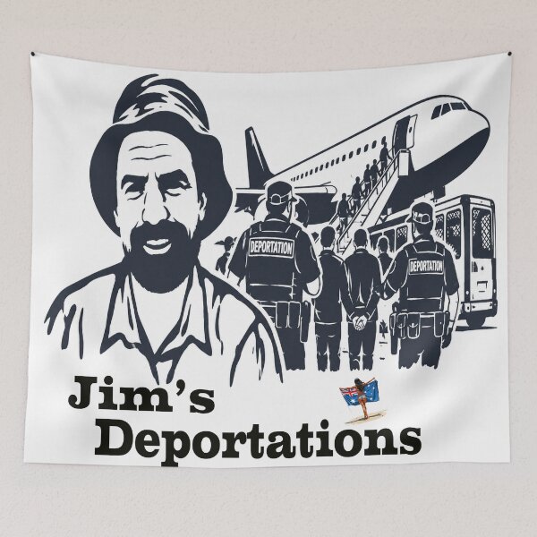 Item preview, Jim’s Deportations – Australian Political Satire designed and sold by Huskyyy Designs.