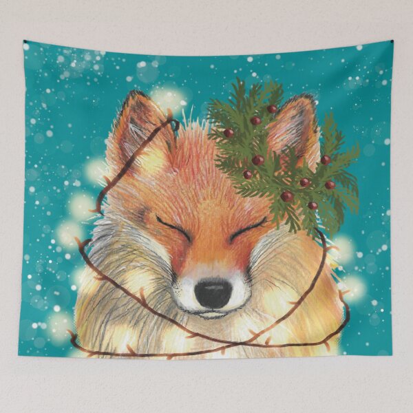 Item preview, Chrsitmas fox designed and sold by Kimberley Cummings Illustration.
