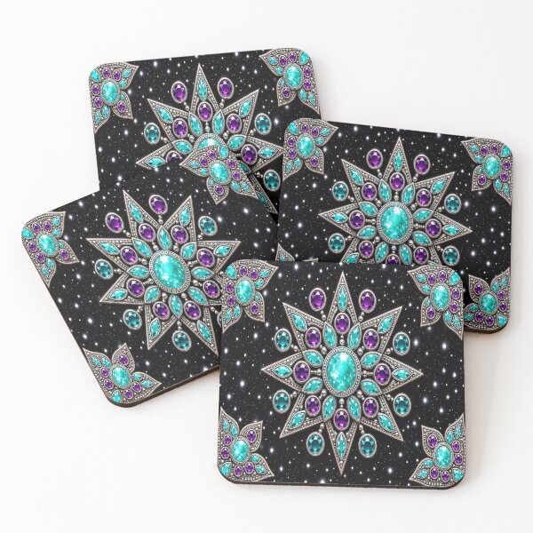 Item preview,  Mystic Aquamarine Star Mandala - Gothic Turquoise & Silver Filigree designed and sold by Breezes-of-Ida.