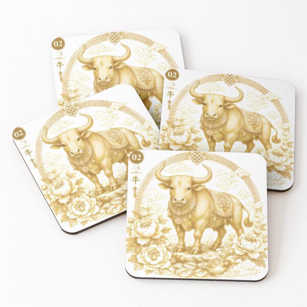 Item preview, Year of the Ox Chinese Zodiac Gold Art Luxury Asian Zodiac designed and sold by Soluna Studio.