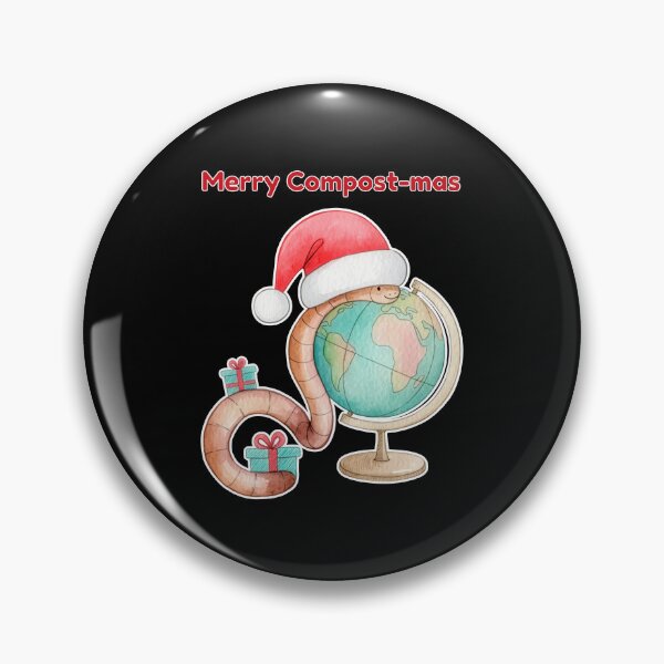 Item preview, Merry Compost-mas Worm in Santa Hat on Globe designed and sold by Litely.