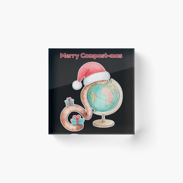 Item preview, Merry Compost-mas Worm in Santa Hat on Globe designed and sold by Litely.
