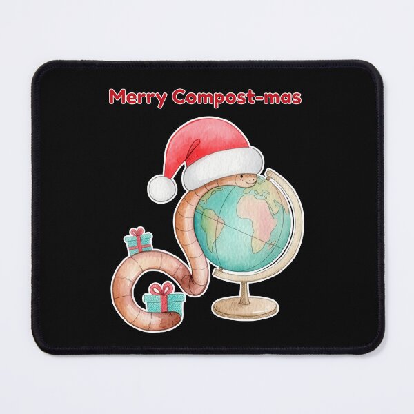 Item preview, Merry Compost-mas Worm in Santa Hat on Globe designed and sold by Litely.
