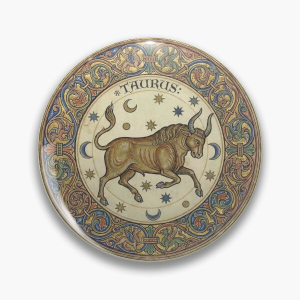 Item preview, Medieval Zodiac Taurus: Illuminated Manuscript Celestial Bull Roundel Art Print designed and sold by FreiherrPK.
