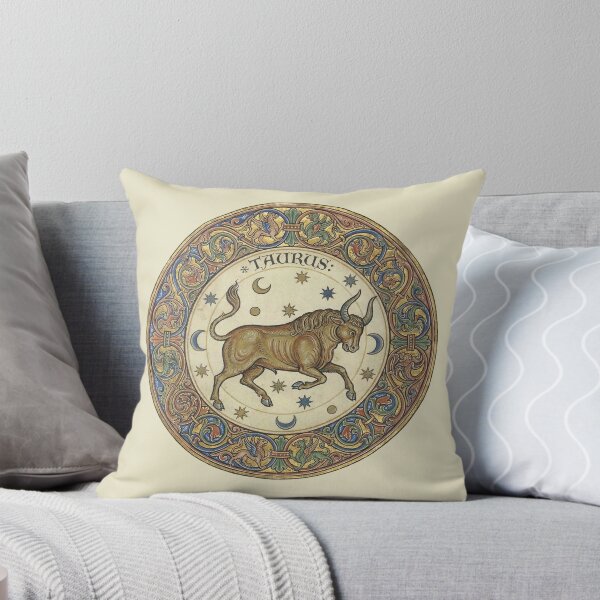 Item preview, Medieval Zodiac Taurus: Illuminated Manuscript Celestial Bull Roundel Art Print designed and sold by FreiherrPK.
