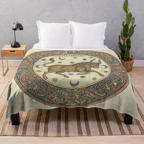 Item preview, Medieval Zodiac Taurus: Illuminated Manuscript Celestial Bull Roundel Art Print designed and sold by FreiherrPK.